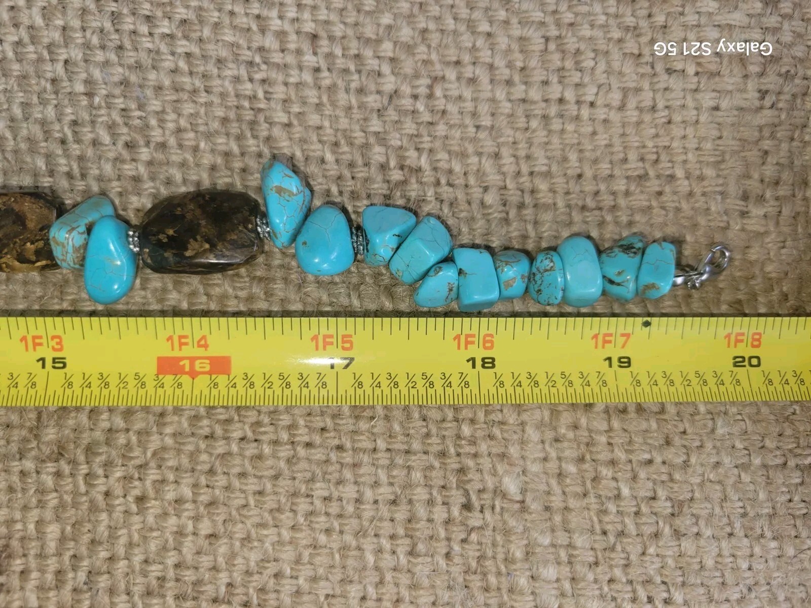 Turquoise-Bronzite Necklace 20″ Long Boho Chic Artisan Made Adjustable OOAK
