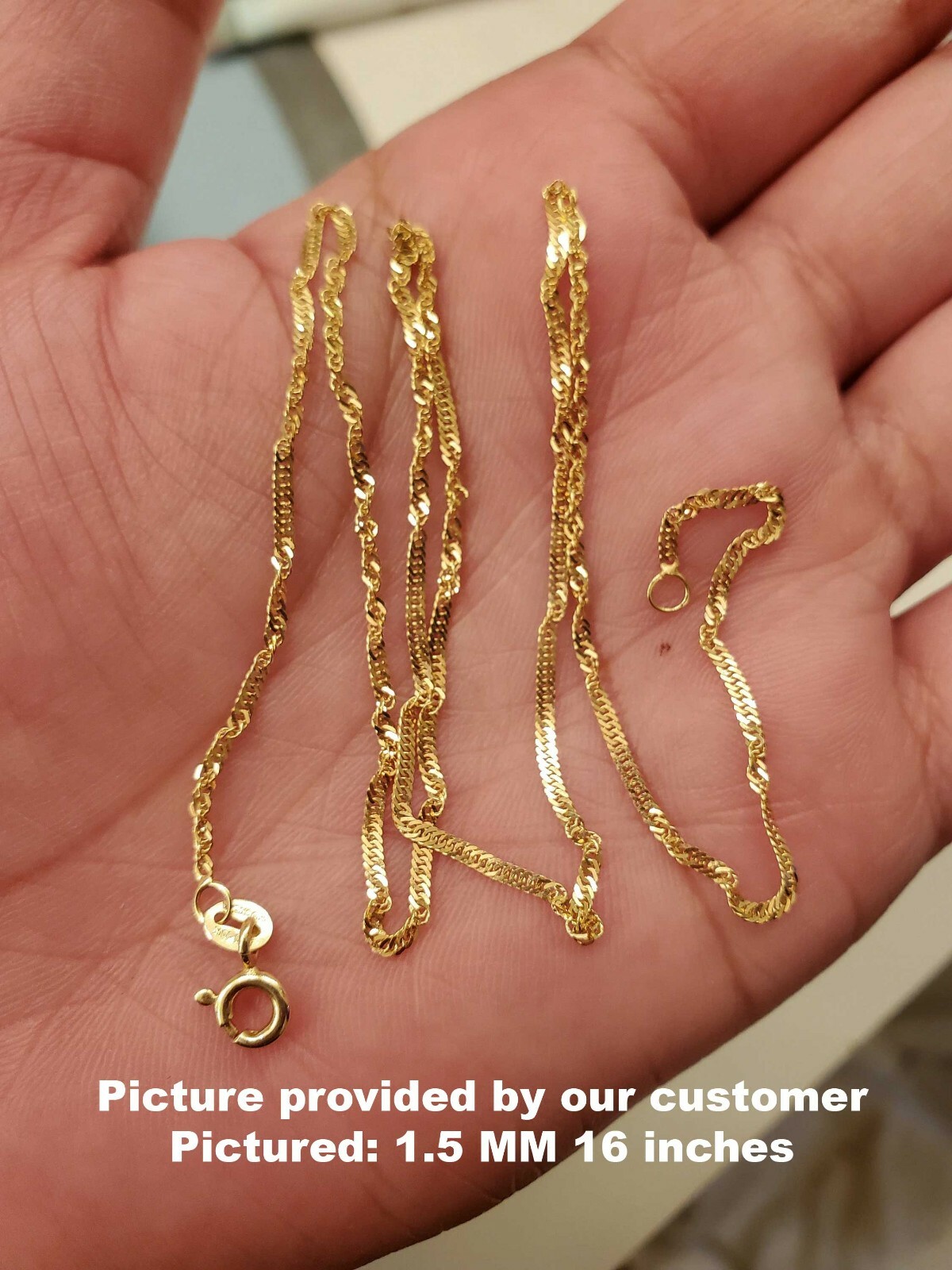 10K Solid Gold Rope Chain Necklace, 7″ – 30″ Inches, 0.8mm To 2.2mm