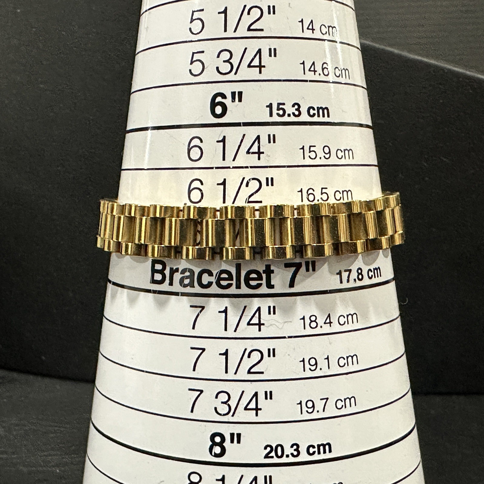 Stainless Steel Gold Tone Watch Style Link Bracelet Stackable Sz 6.75