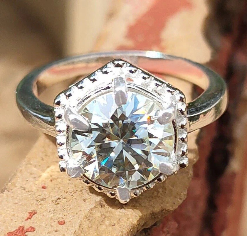 Certified 6.50 Cts. White Diamond Solitaire Ring In 925 Silver – Tariff Free