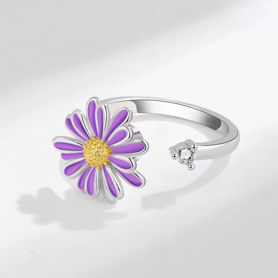 Viral Anxiety Spinner Ring Adjustable Women Stress Relief Fidget Gift Trend