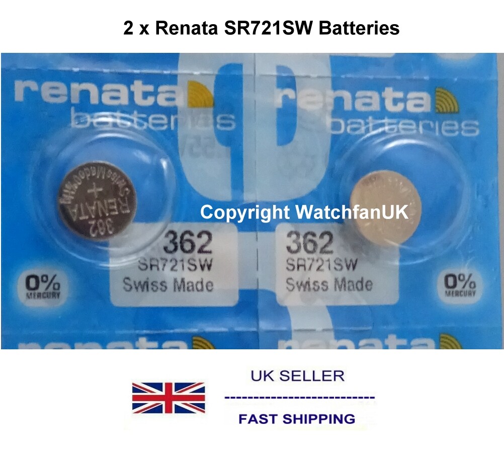 SR721SW Watch Battery x 2 Renata 362 1.55v Silver Oxide