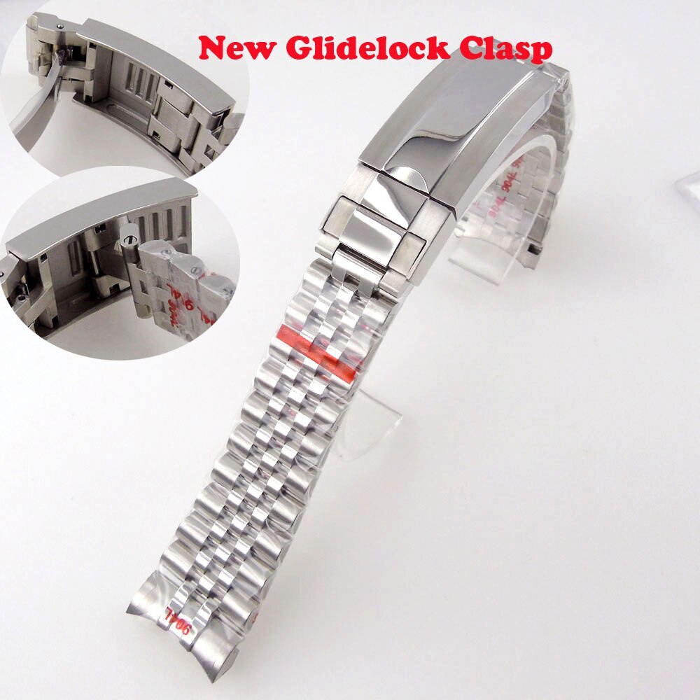 20MM Width Black Gold Brushed/Polished Oyster Strap Bracelet Slide Lock Clasp