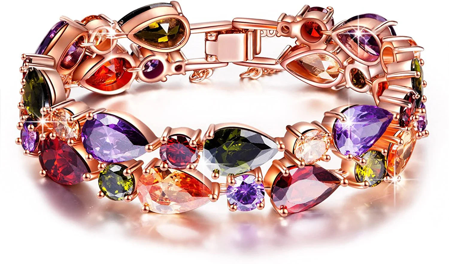 ‘QIANSE ”Mona Lisa Multicolor Bracelets, Rose Gold Plated Bracelet for Women, P