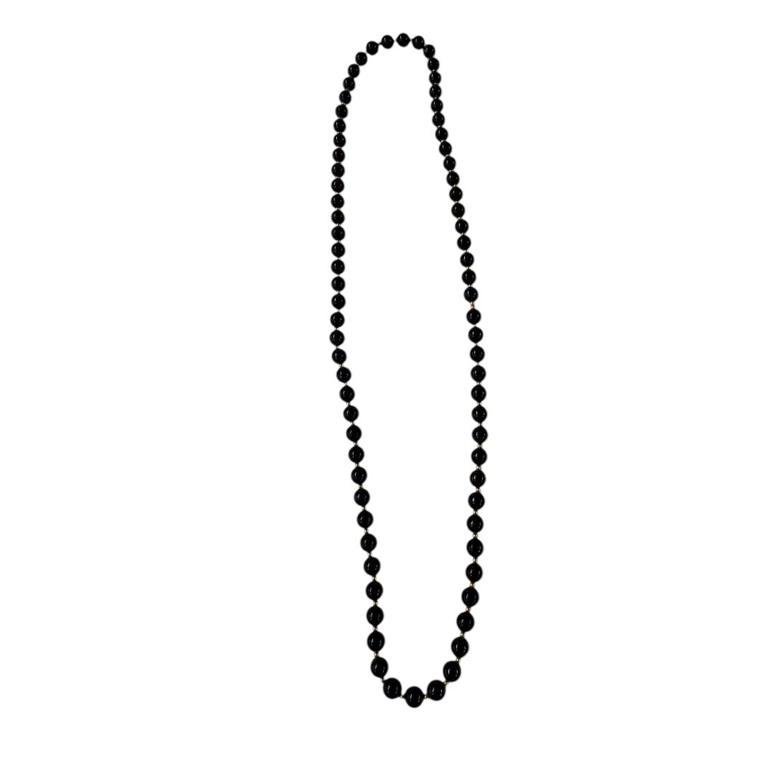 Vintage Black Goldtone Acrylic Necklace Beaded 34 Inch Overhead No Clasp