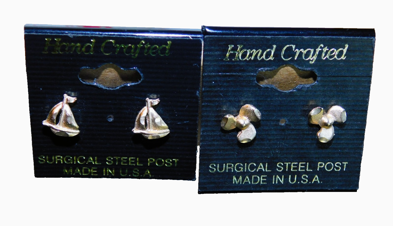 NOS Pierced Vintage Earring LOT Nautical Theme G/T Sailing Boating Propeller USA