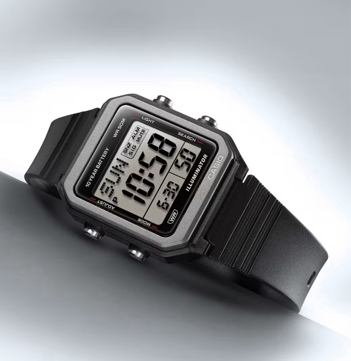 Casio Collection Standard W221H-1AV Black 10-year Battery Flash Alert World Time