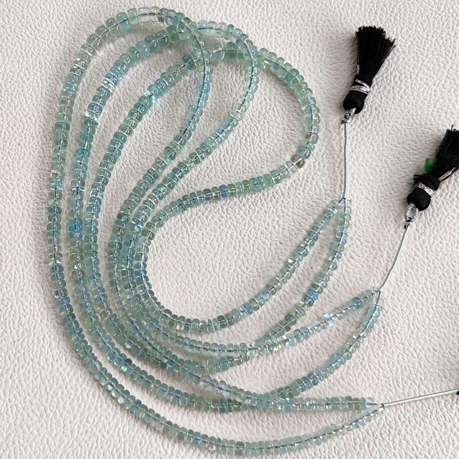 Natural Aquamarine 3.5-6mm Smooth Rondelle Beads Strand 16″ Brazil Gemstones