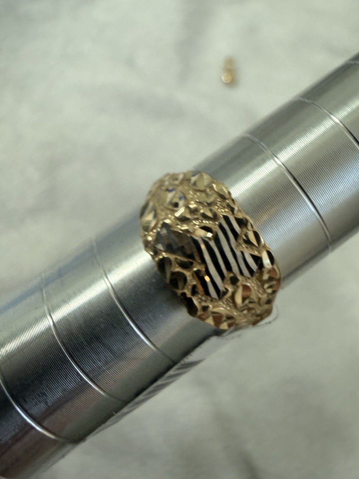 10kt Solid Gold Nugget Cross Ring New Size 7