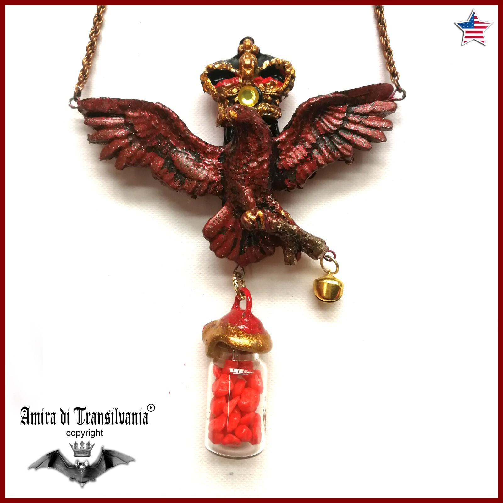 magic talisman golden eagle necklace pendant amulet powerful symbol royal crown