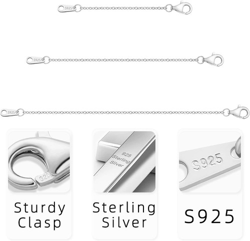 VANBARIS Sterling Silver Necklace Extenders for Women 2 3 4 inch,