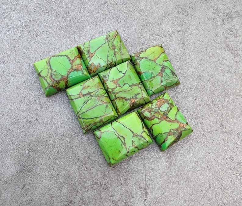 Green Copper Turquoise Rectangle Cabochon 6x8mm To 20x25mm Loose Gemstone