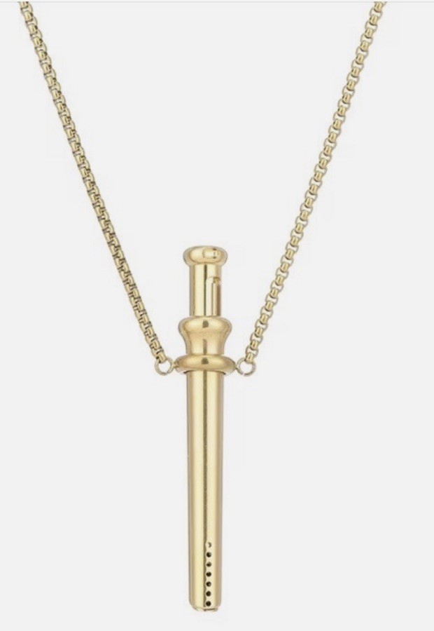 Silver Incognito Compact Mini Bump Straw Pendant Necklace Snuff Tool SNOGO Clone