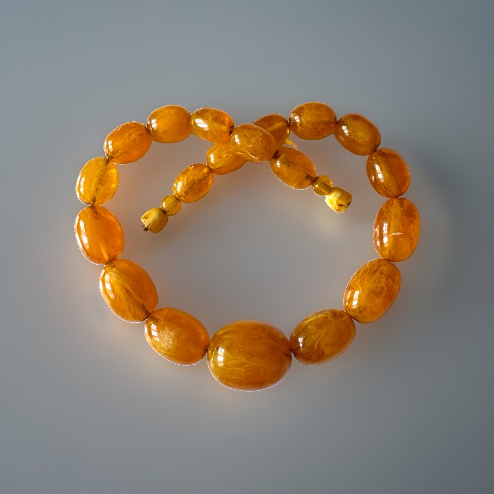 Vintage Style Translucent,Graduated Honey & Egg Yolk Amber Resin Necklace 162 gr