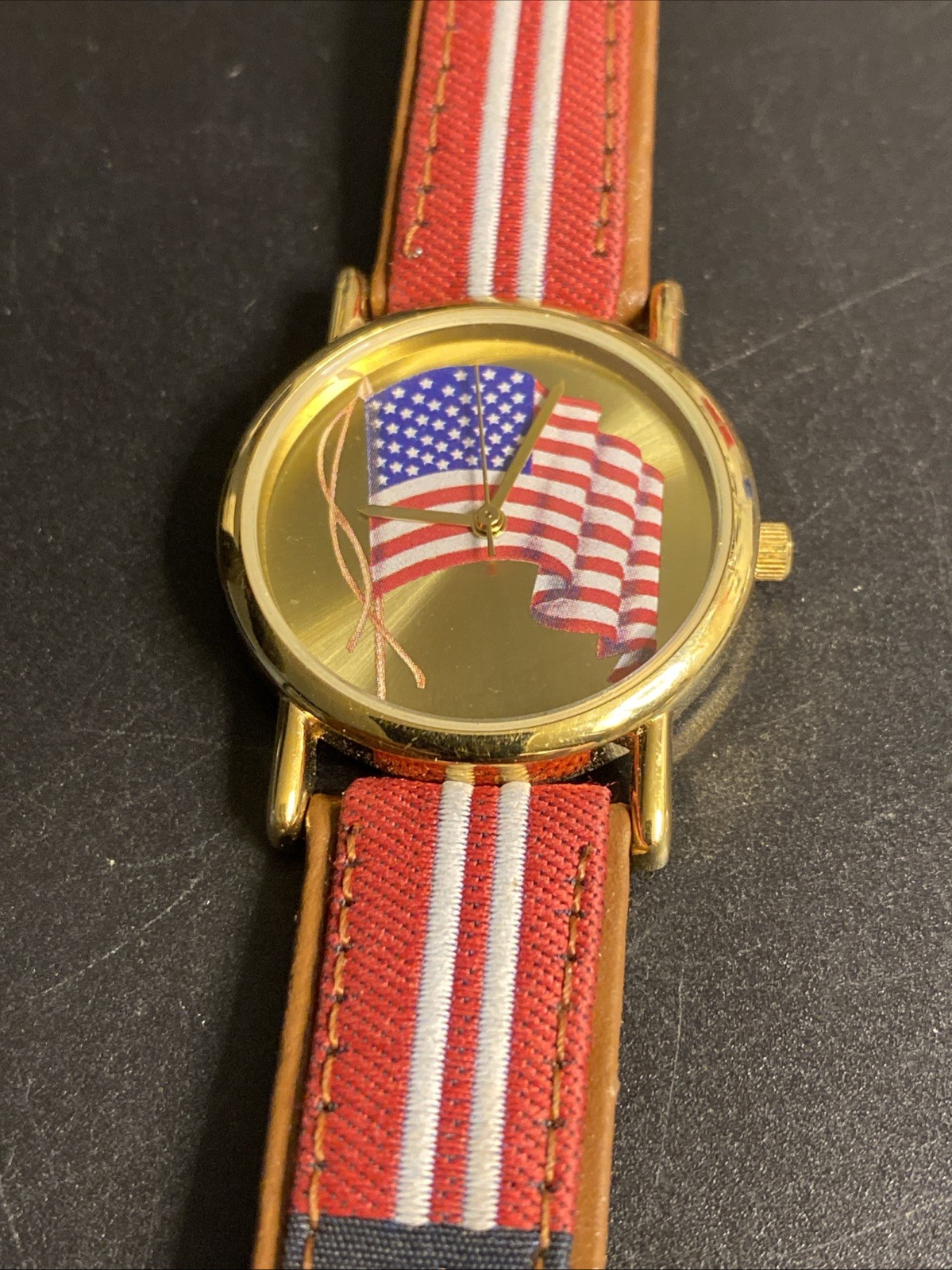 Vintage USA Flag Unisex Valdawn Watch New Battery
