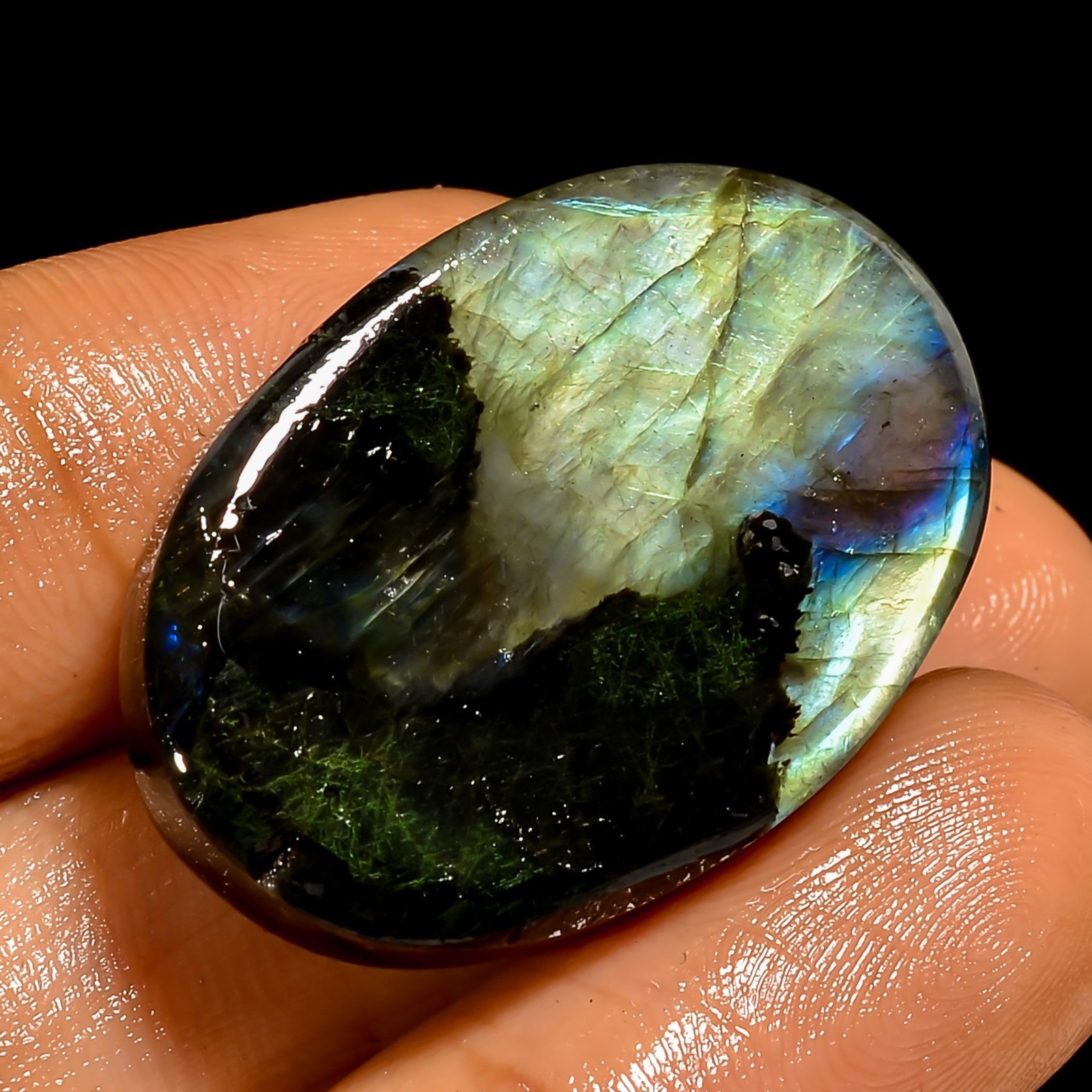 49 Ct Natural Labradorite Oval Cabochon Loose Gemstone For Jewelry 30X20X8 mm