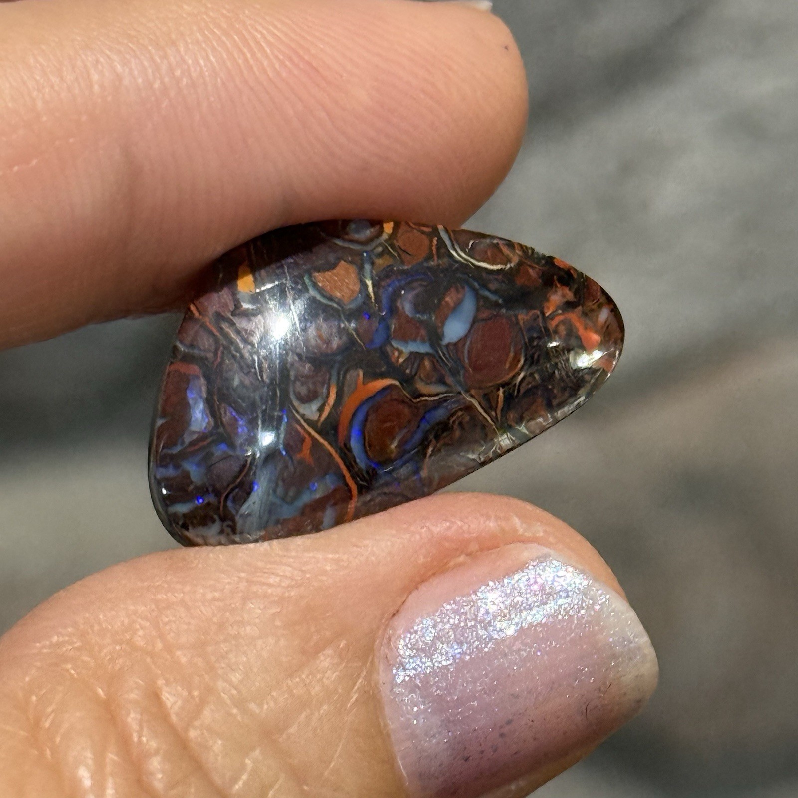 17ct 24.3×14.7×5.4mm Colorful Australian Koroit Boulder Opal Free Form Cabochon
