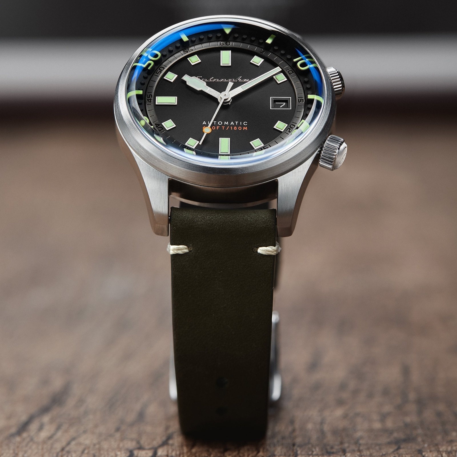 Spinnaker Bradner Black / Green / Leather | Black Dial 42mm Japanese Automatic W