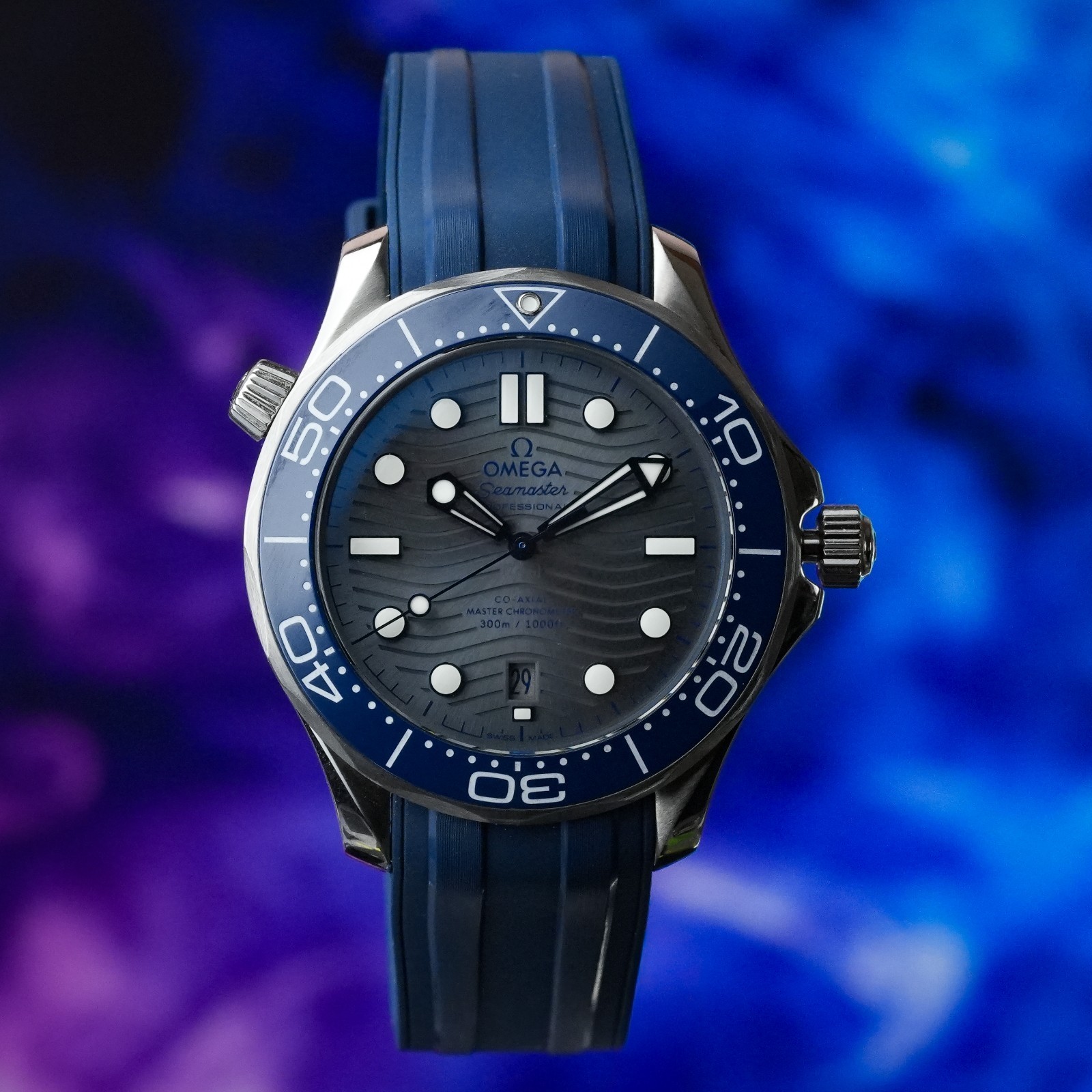 2022 OMEGA Seamaster Diver 300M 210.32.42.20.06.001 Box And Papers Wave Dial