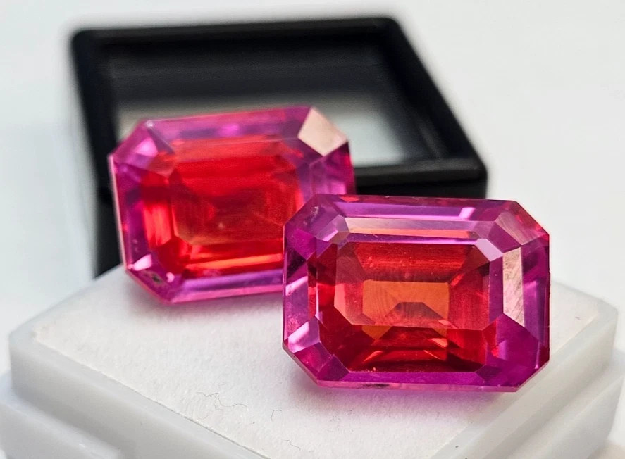 Emerald Cut Pitambari Sapphire 34+ Ct Natural Certified Pair Gemstone FR-026