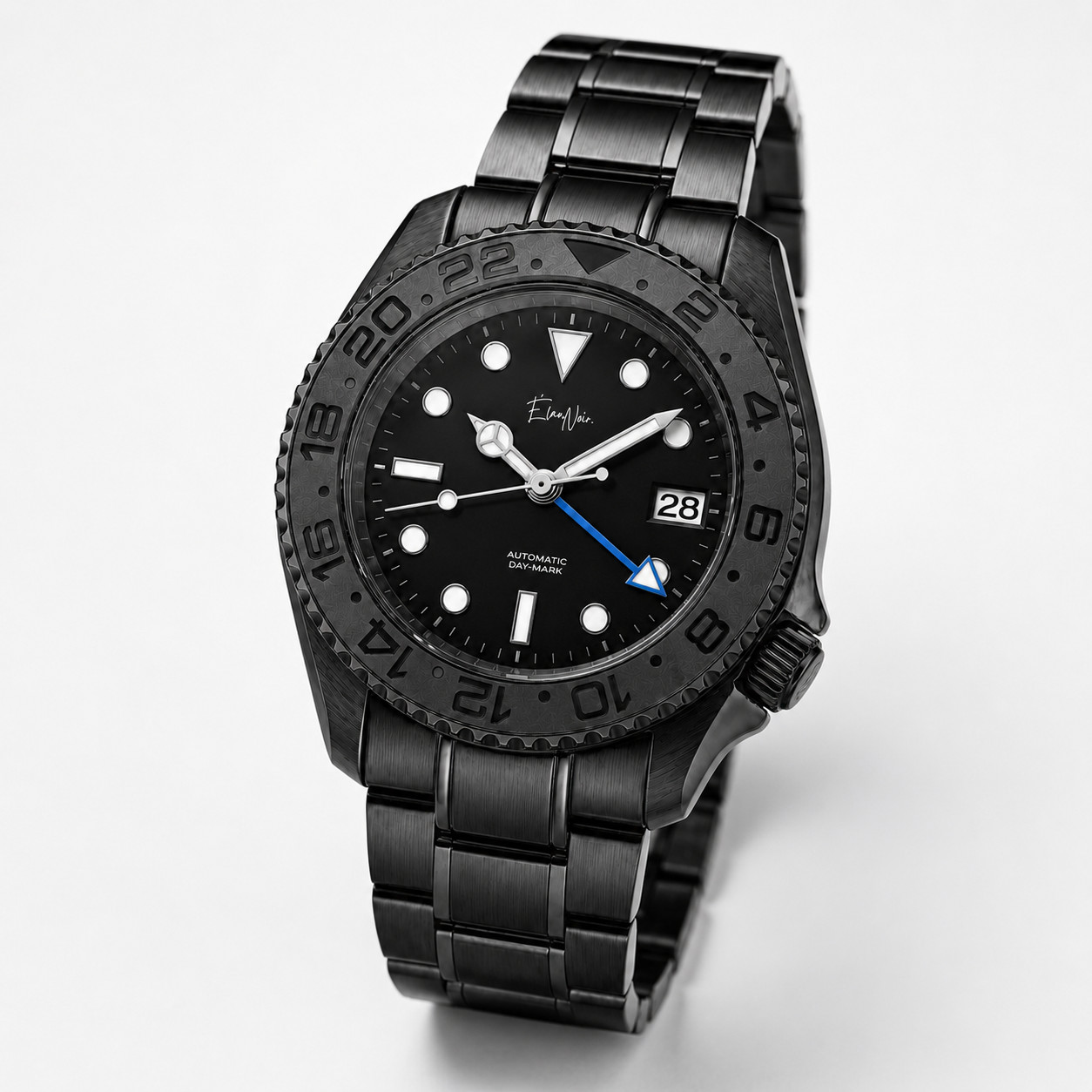 Élan Noir Automatic Day Date BLACK OUT/BLUE – 1 OF 1 CUSTOM WATCH EXTRELY RARE