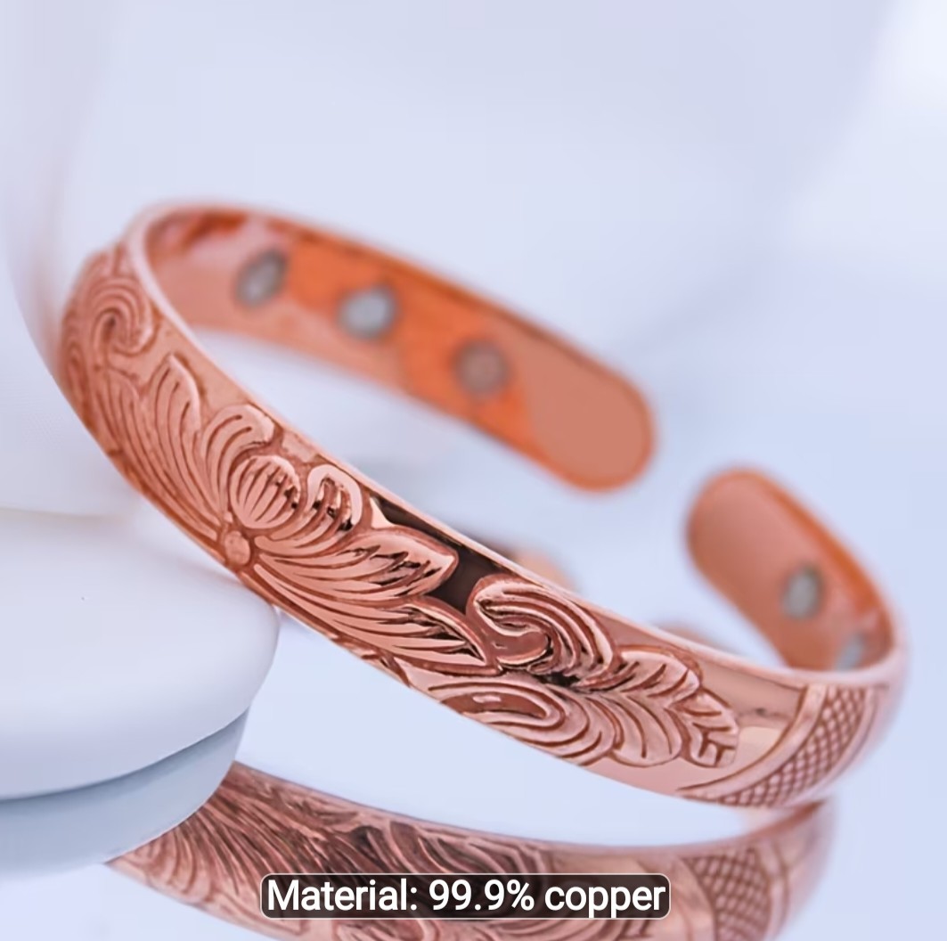 Pure 99% Copper Adjustable Open Bracqelet Wildflower Design
