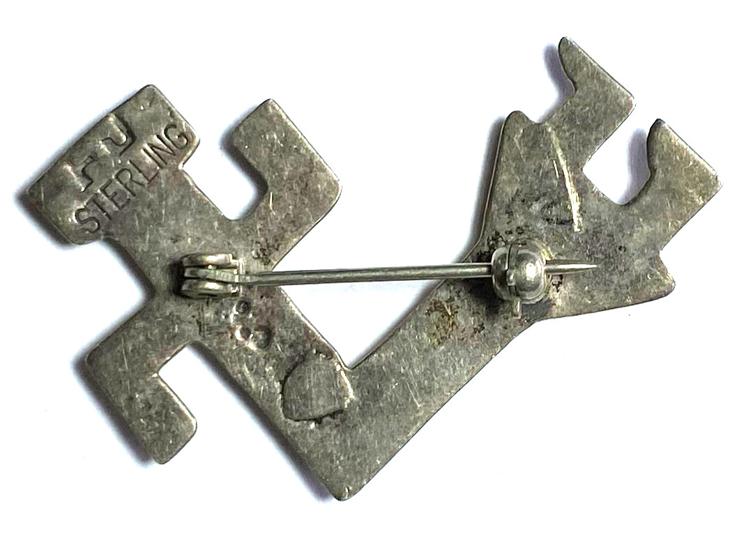 Sterling Silver Frances Jones Rainbowman Brooch Pin 40mm x 32mm