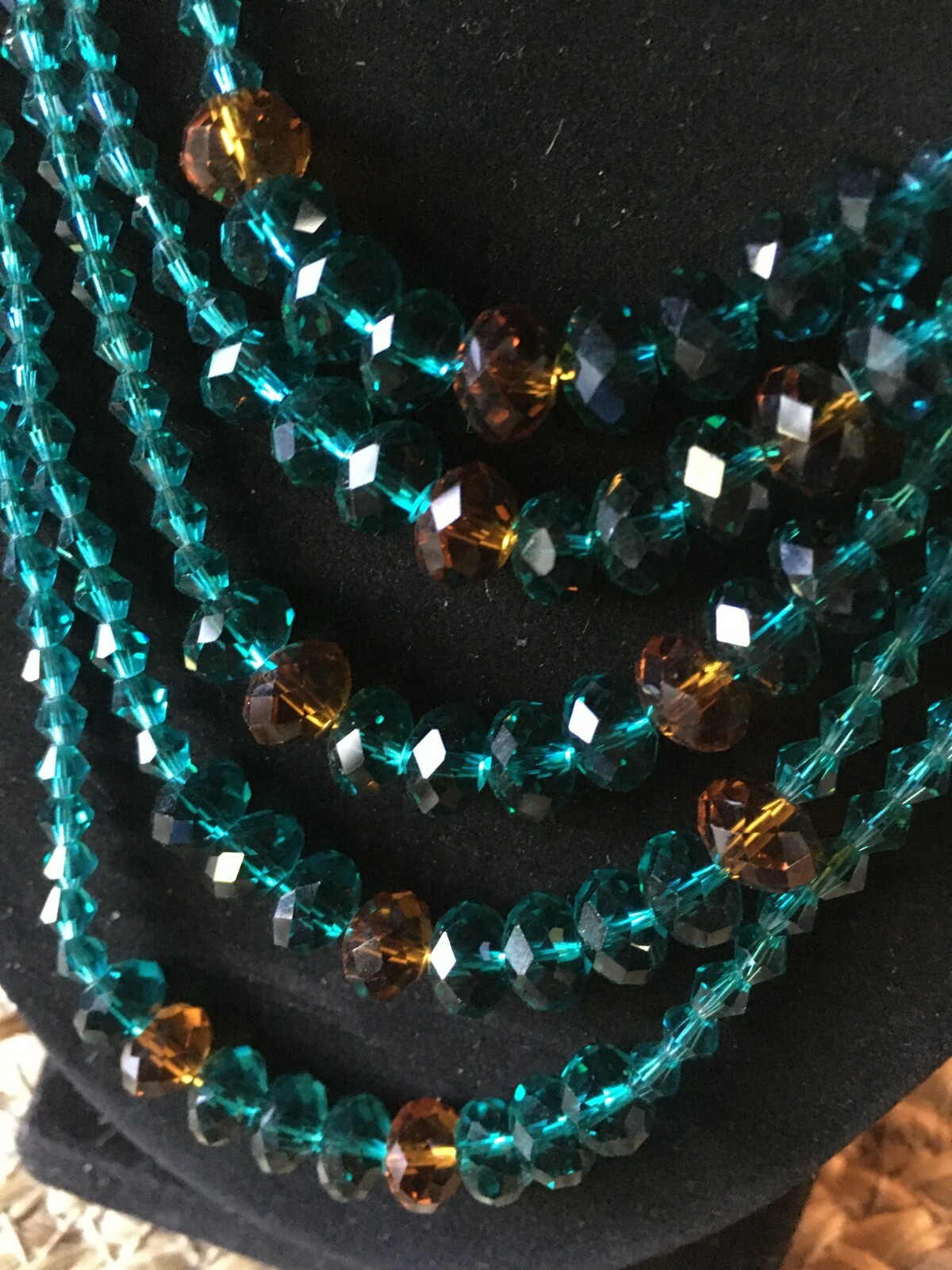 Signed “You & I” – 5 Tier Faceted Bead Green Gold 20″ STATEMENT Necklace