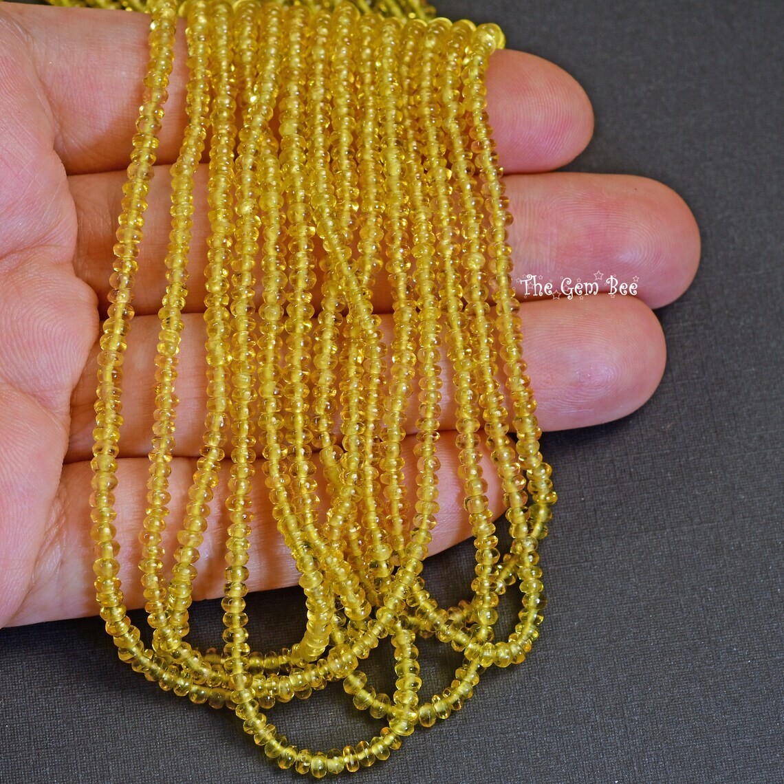 2.8mm Petite Natural Golden Yellow Sapphire Smooth Rondelle Beads 16″ Strand