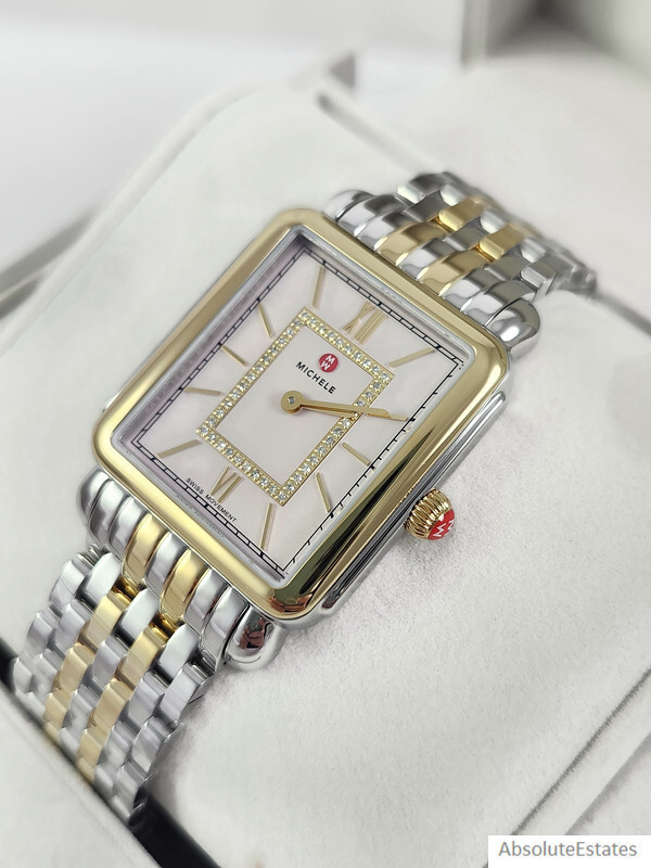 NEW Michele Deco II Two Tone Gold Silver Lilac Pink Diamond Watch MWW06X000046