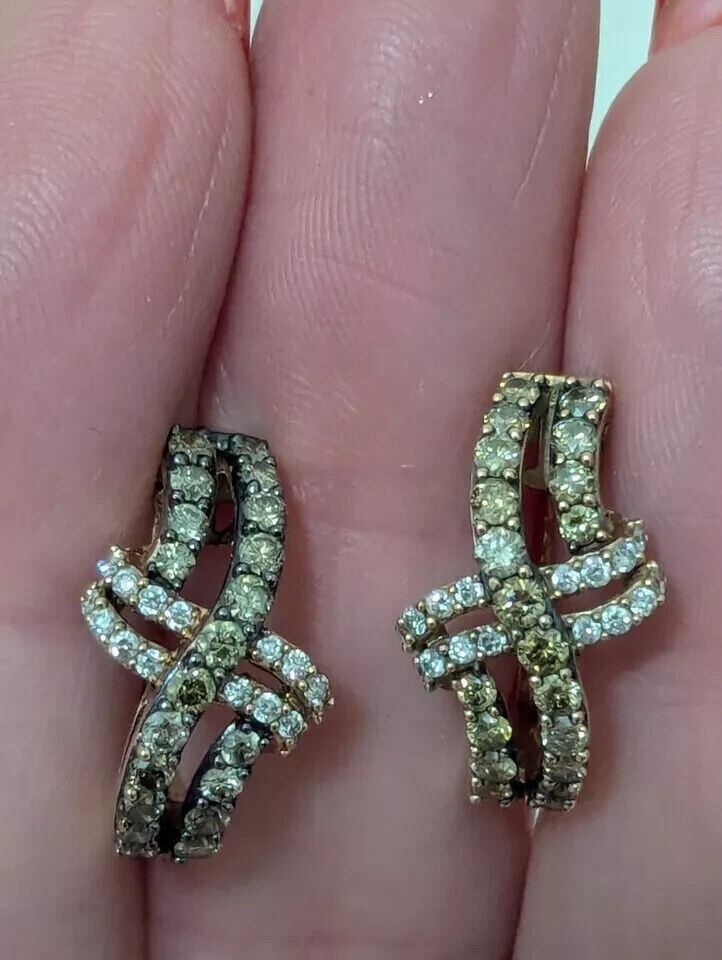 1.50 Ct Round Simulated Brown Diamond Women’s Hoop Earrings 14K Rose Gold Plated