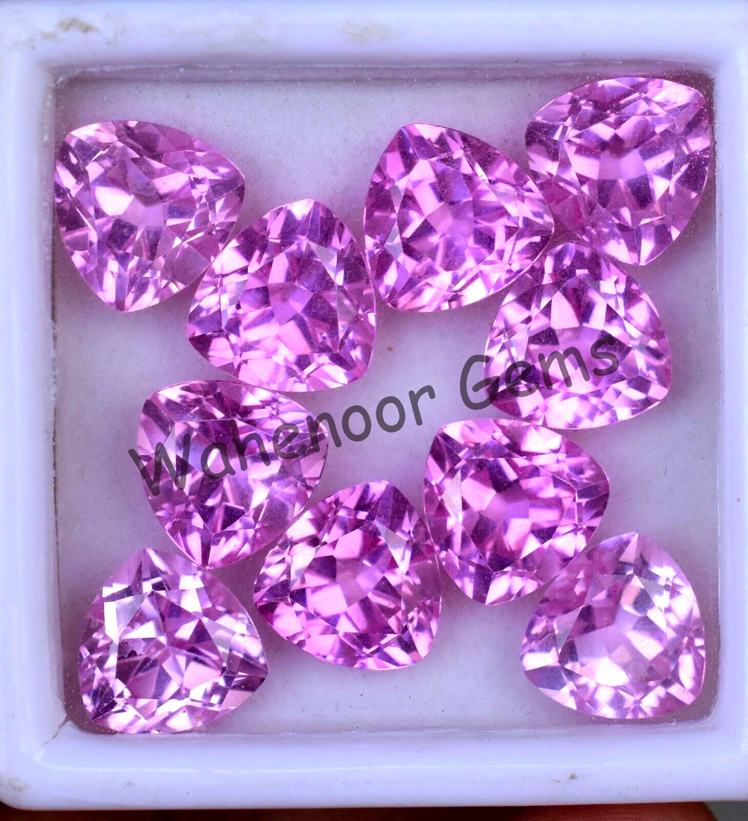 Natural Mogok Pink Ruby Trillion 7.00mm CERTIFIED 10 Pcs Loose Gemstone