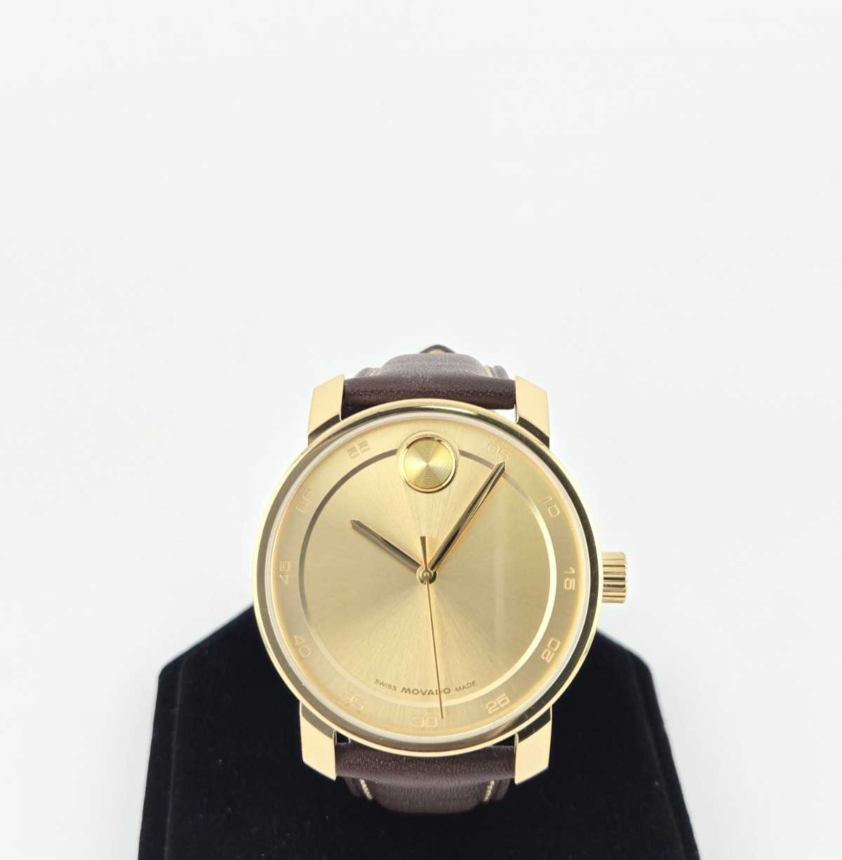 Movado Bold Access Men’s Gold Tone Brown Leather Band Swiss Watch – 3600912
