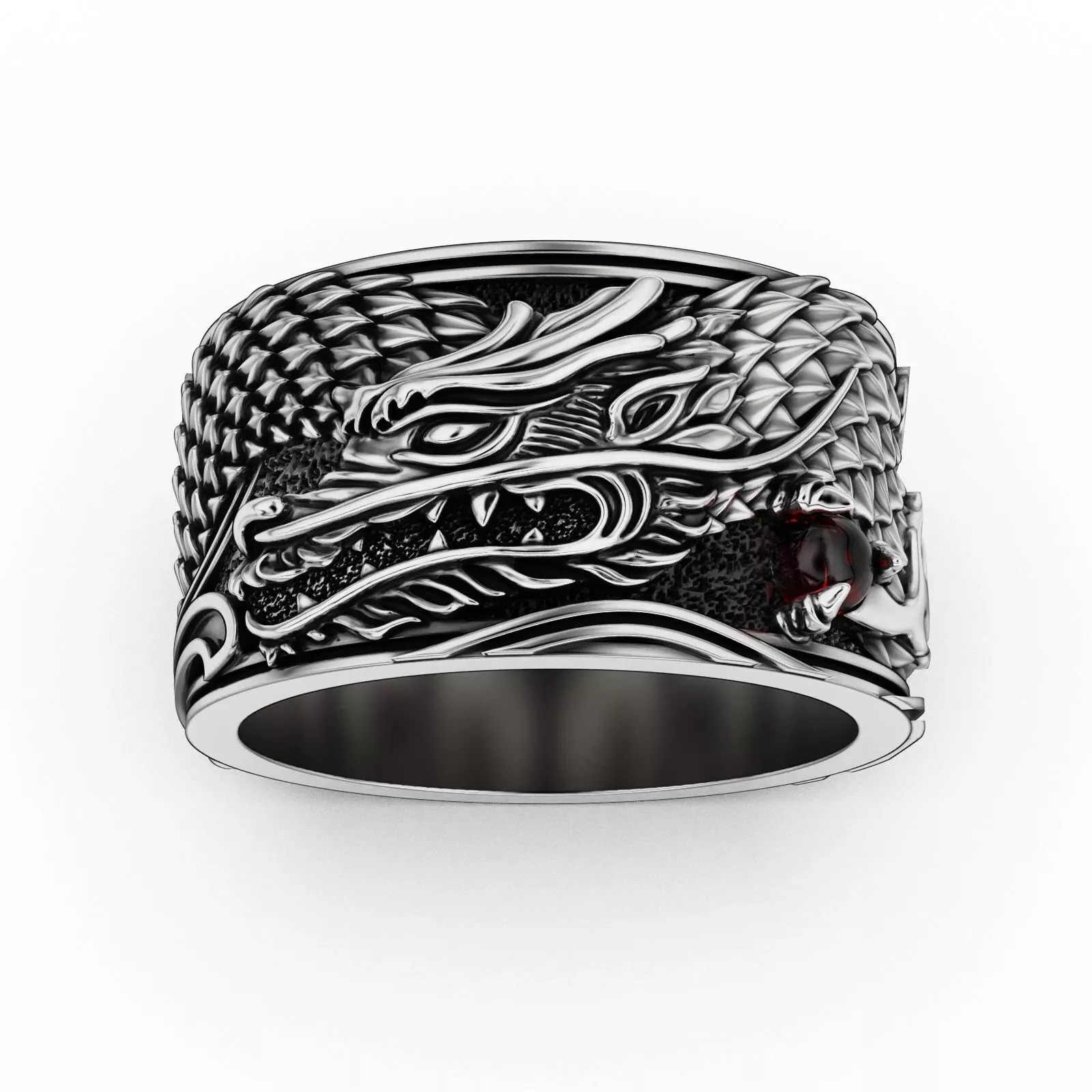 Oxidized Men’s Japanese Dragon Gothic Punk 925 Sterling Silver Statement Rings
