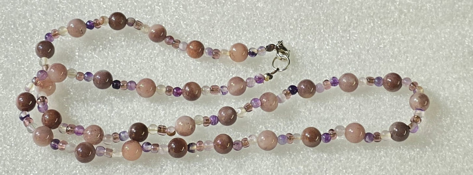 Purple & Brown Beaded Necklace 24.5″ Long