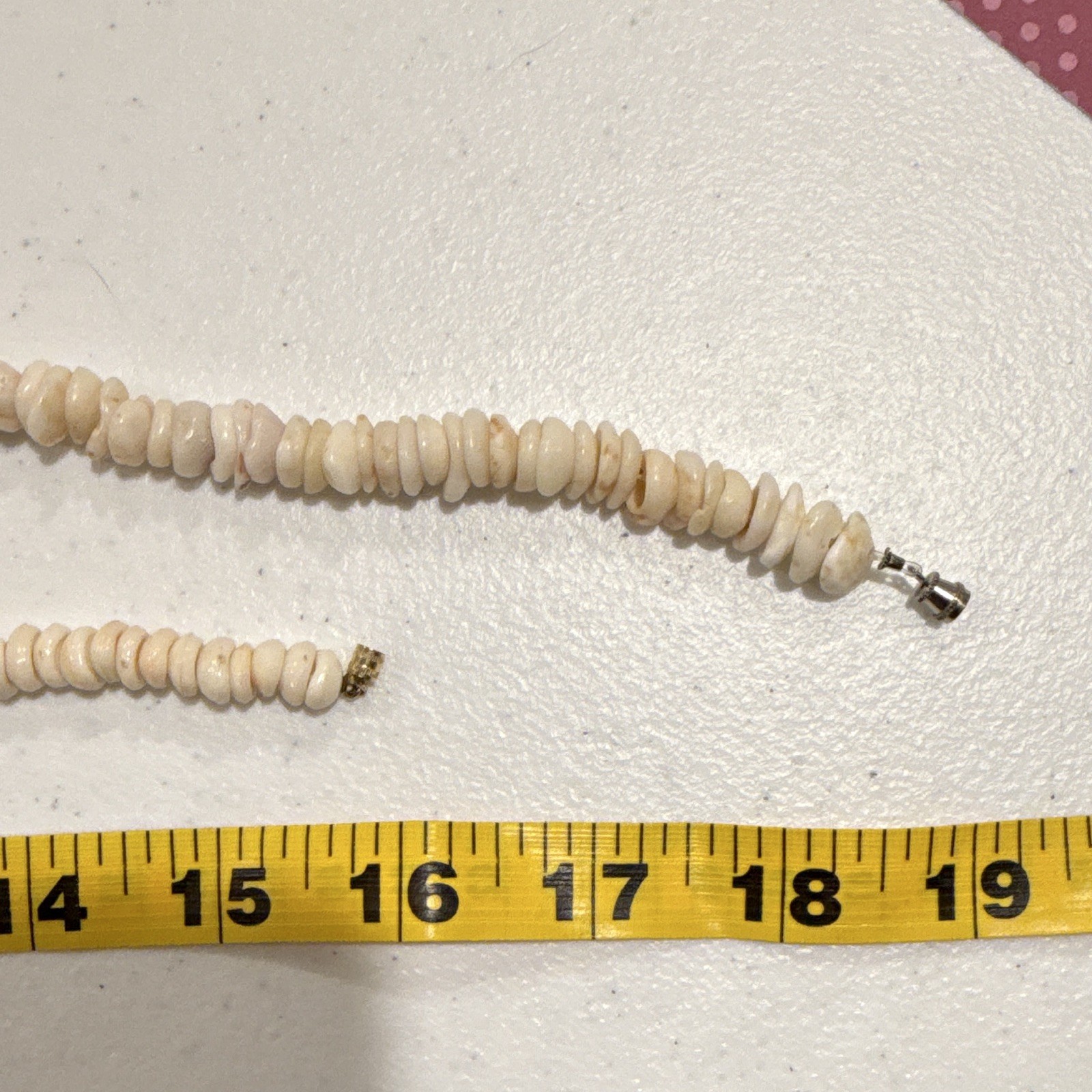 Beige Shell Heishi Beaded Necklace Lot of 2 – Barrel Clasp Ball/Bead Chain