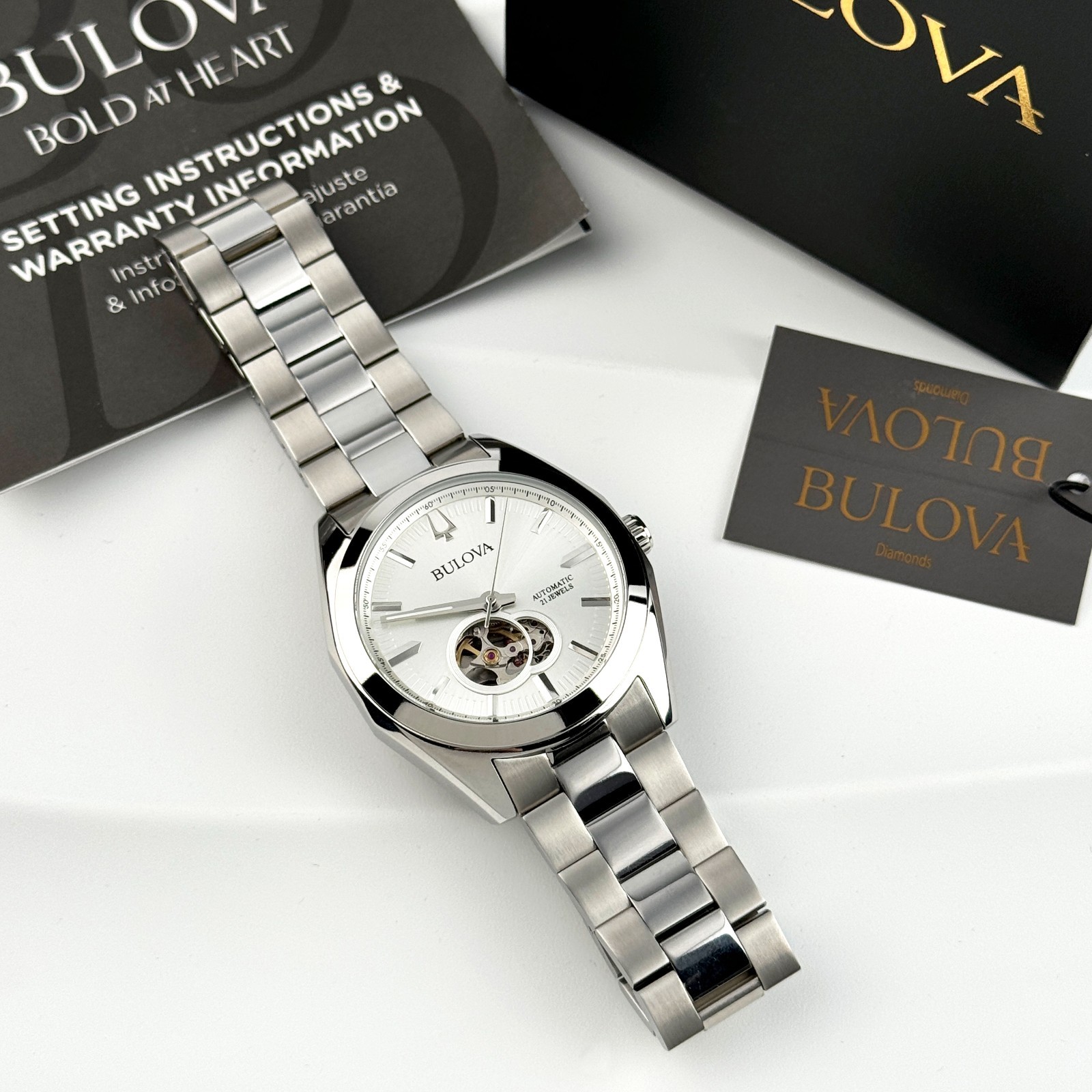 Bulova Men’s New 96A274 Surveyor Classic Automatic Watch Silver Tone Dial 42mm