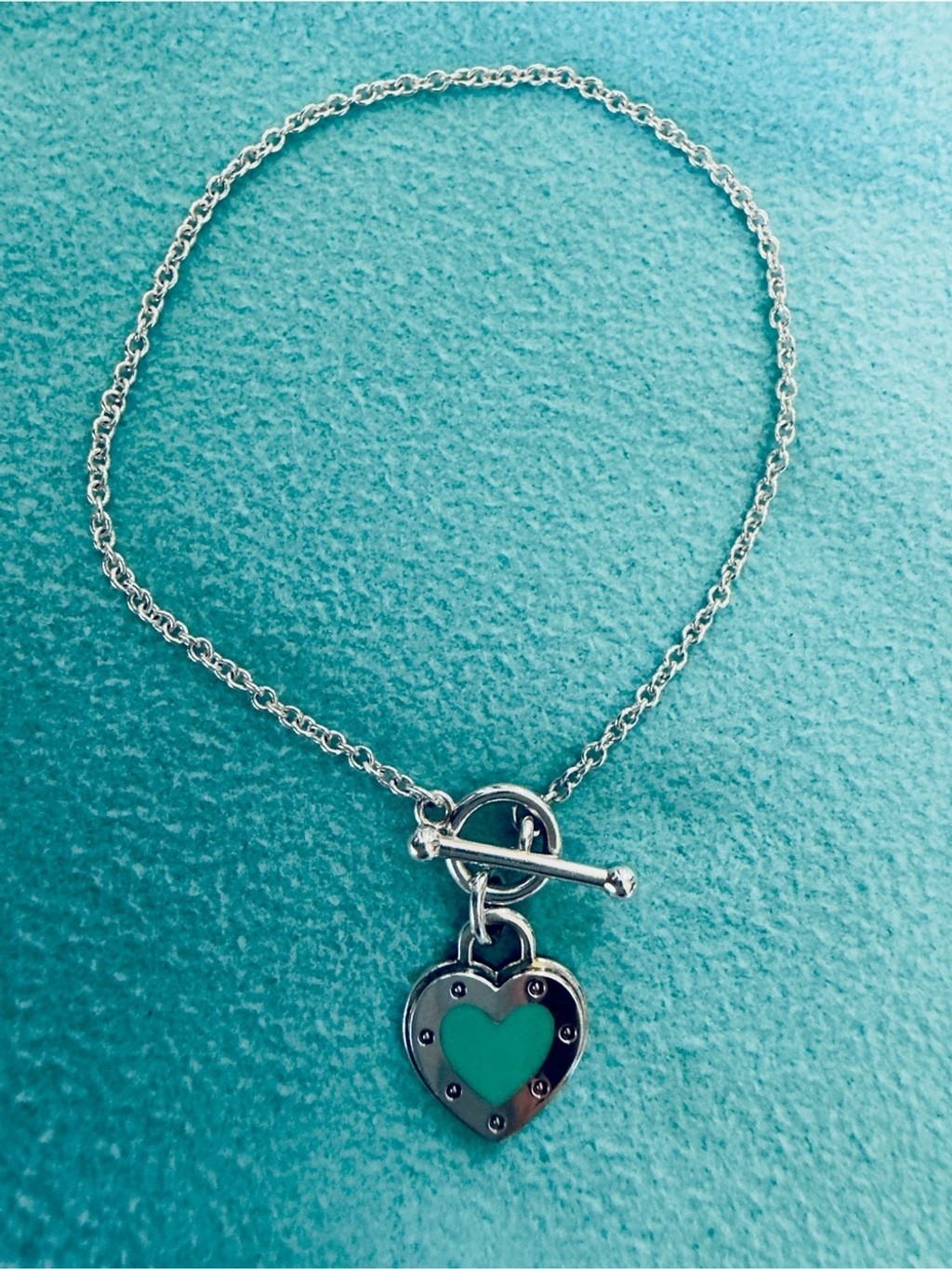 Tiffany & Co. Sterling Silver Blue Enamel “LOVE” Toggle Bracelet 6.3 Inches