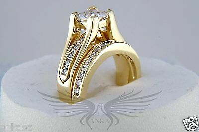 1.3Ct Princess Cut AAA Cubic Zircon CZ Gp Wedding Set 5 6 7 8 9 10 11 Tk0W384