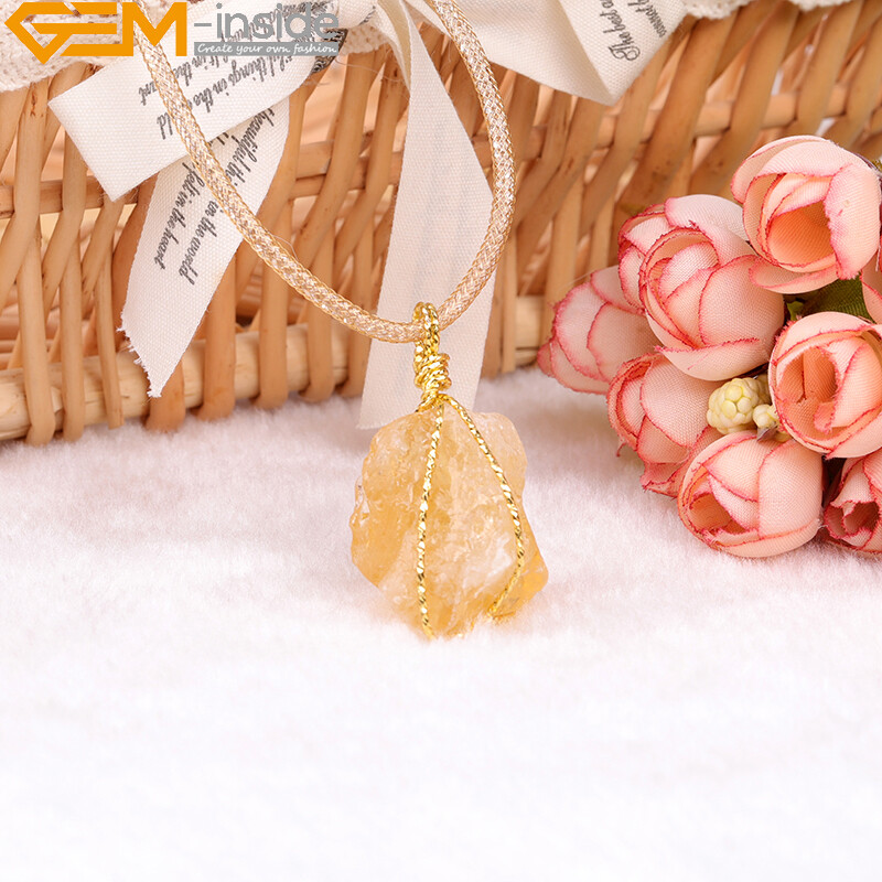 Natural Charm Necklace Raw Crude Crystal Pendulum Quartz Pendants For Women