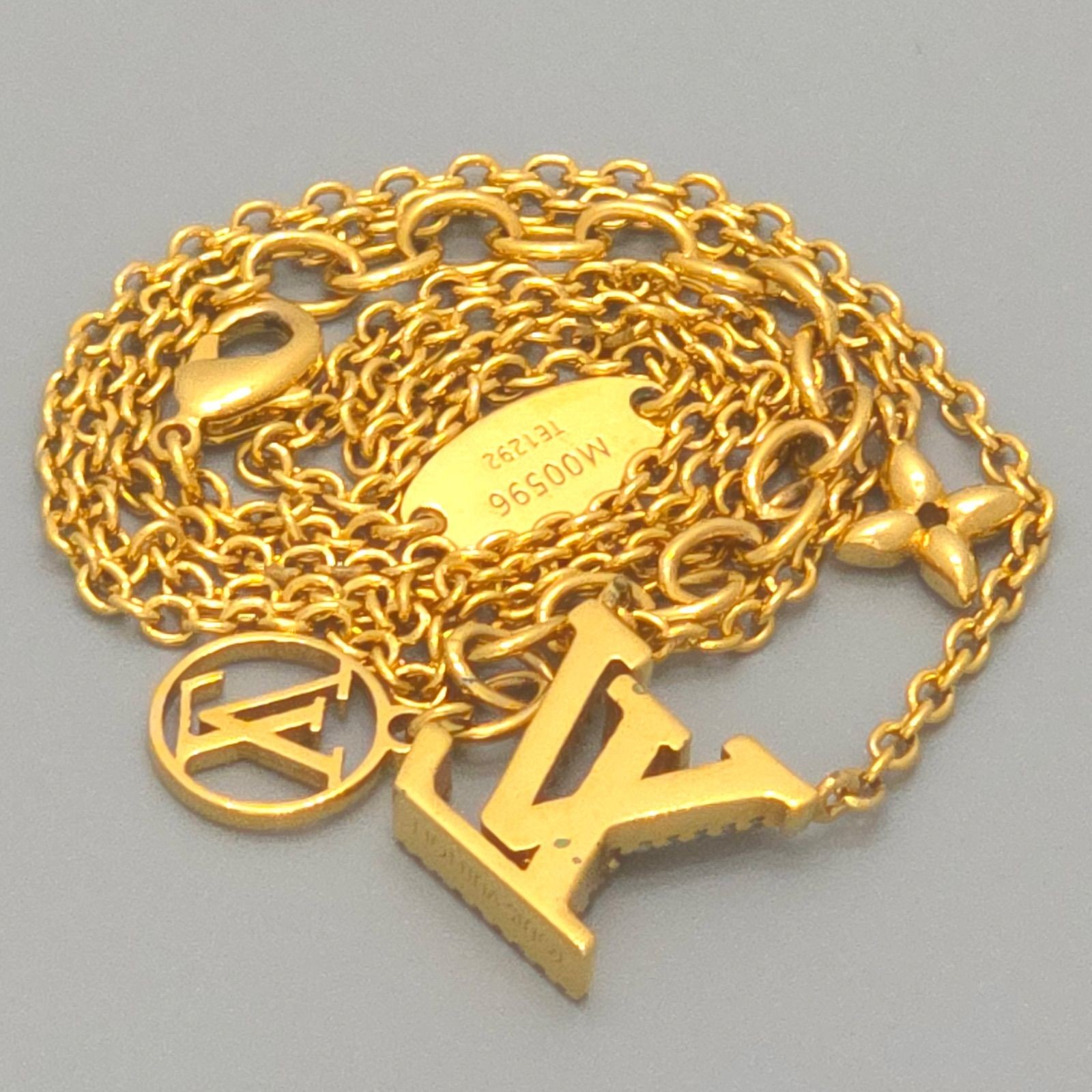 LOUIS VUITTON M00596 Necklace LV Iconic Length 42-47cm Gold Color Metal Strass