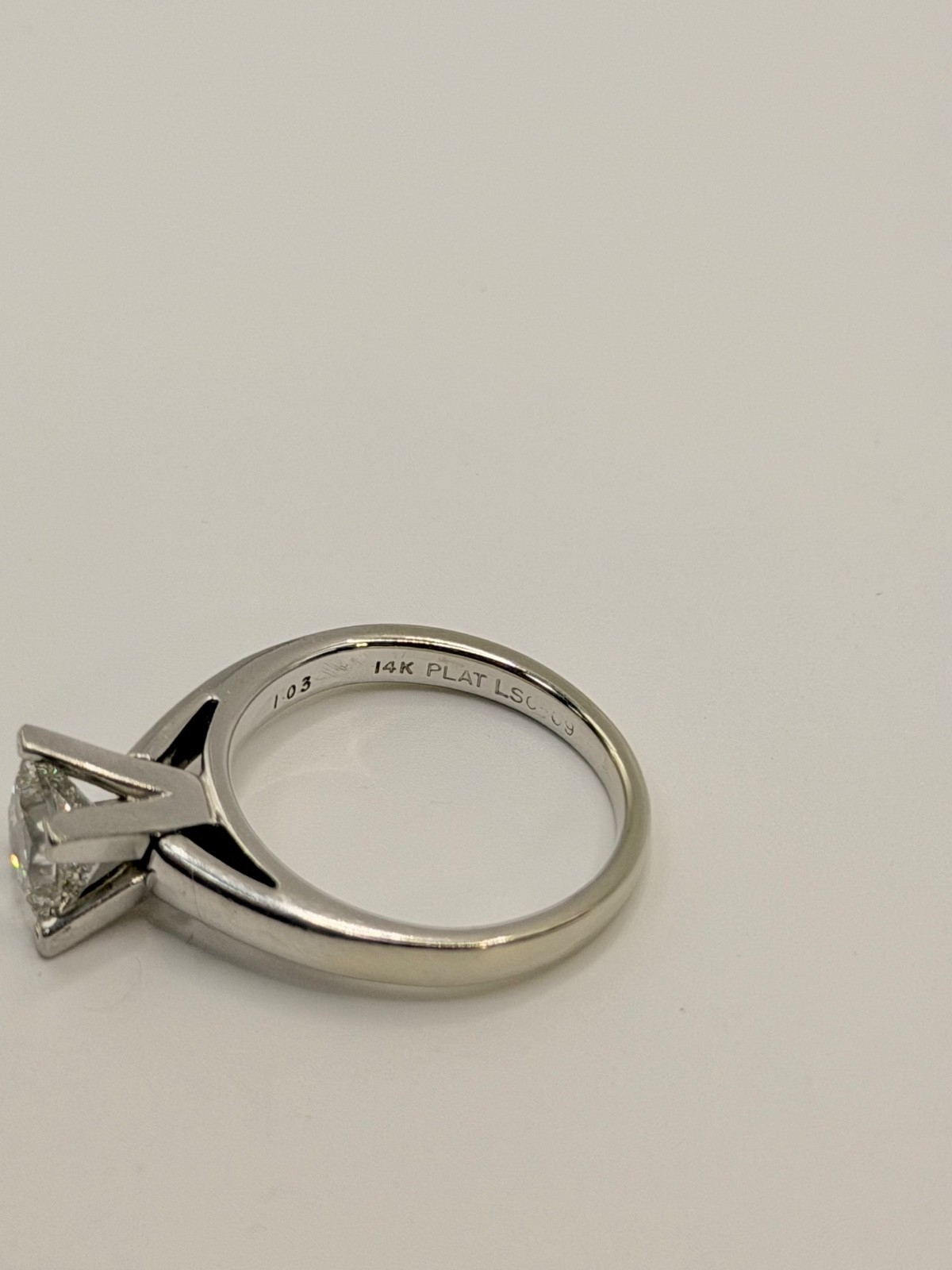 Leo Princess Diamond Solitaire Engagement Ring 1.03 ct 14K & Plat