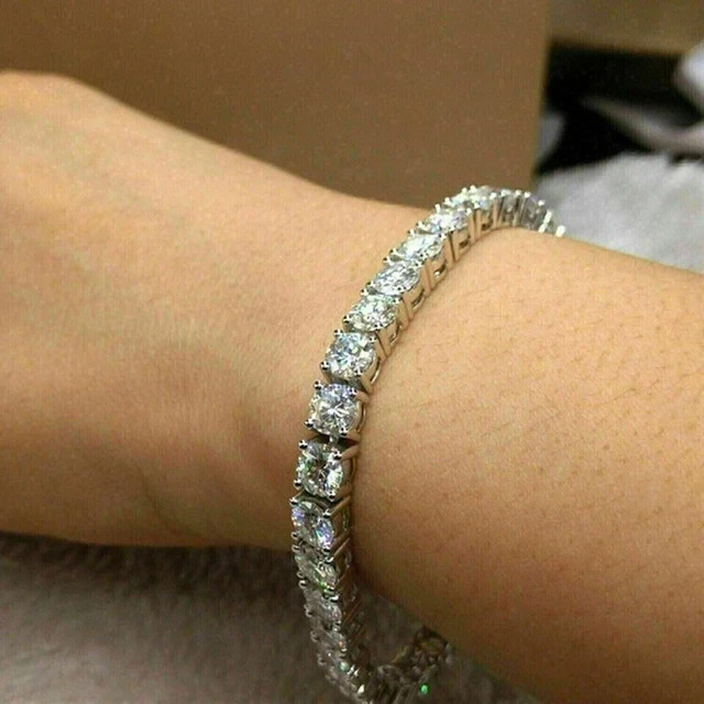 10 CT Round Cut Lab-Created Diamond Tennis Bracelet 14k White Gold Plated