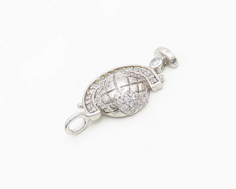 925 Sterling Silver Vintage Cubic Zirconia Petite Globe Pendant PT14619
