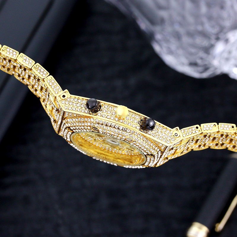 Luxury Hip Hop Custom Bling Ice out Men’s Watch Iced Gold Cz Diamond Chronograph