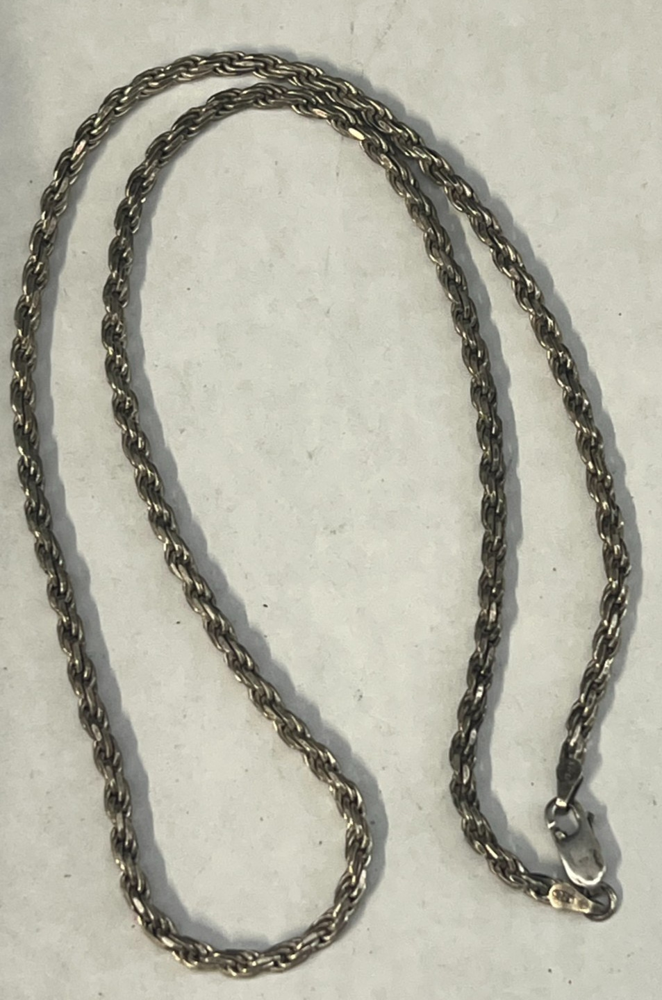 VTG Sterling Silver 925 3mm Rope Chain Necklace Italy 20″ Length 17.4 grams