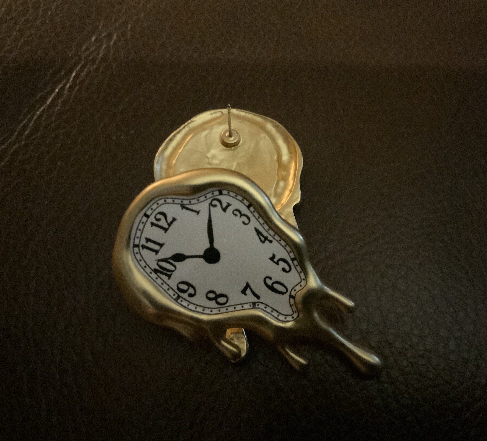 Museum Salvador Dali Melting Clock Earrings Gold Surreal Antique Statement Art