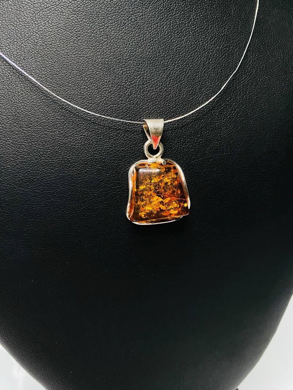 925 Solid Sterling Silver Honey Baltic Amber Designer Oval Beautiful Pendant