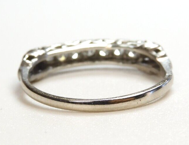 Antique Art Deco Diamond Wedding Band Platinum 13KW Ring Size 8 UK-P1/2 EGL USA