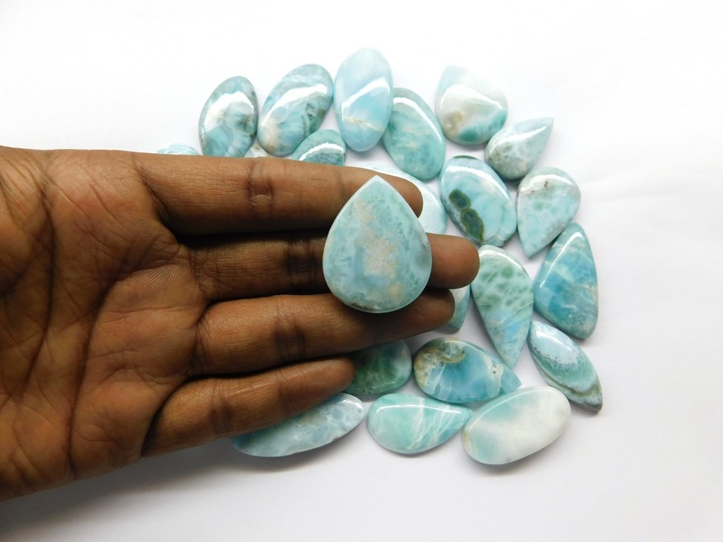 Natural Larimar cabochon gemstones Fancy Jewelry Making Wholesale Lot 71392